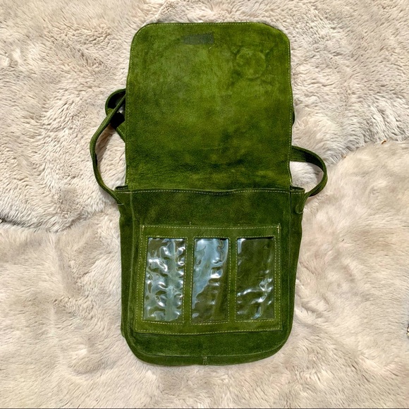 Artisan Suede Crossbody Purse in Green - Picture 2 of 3